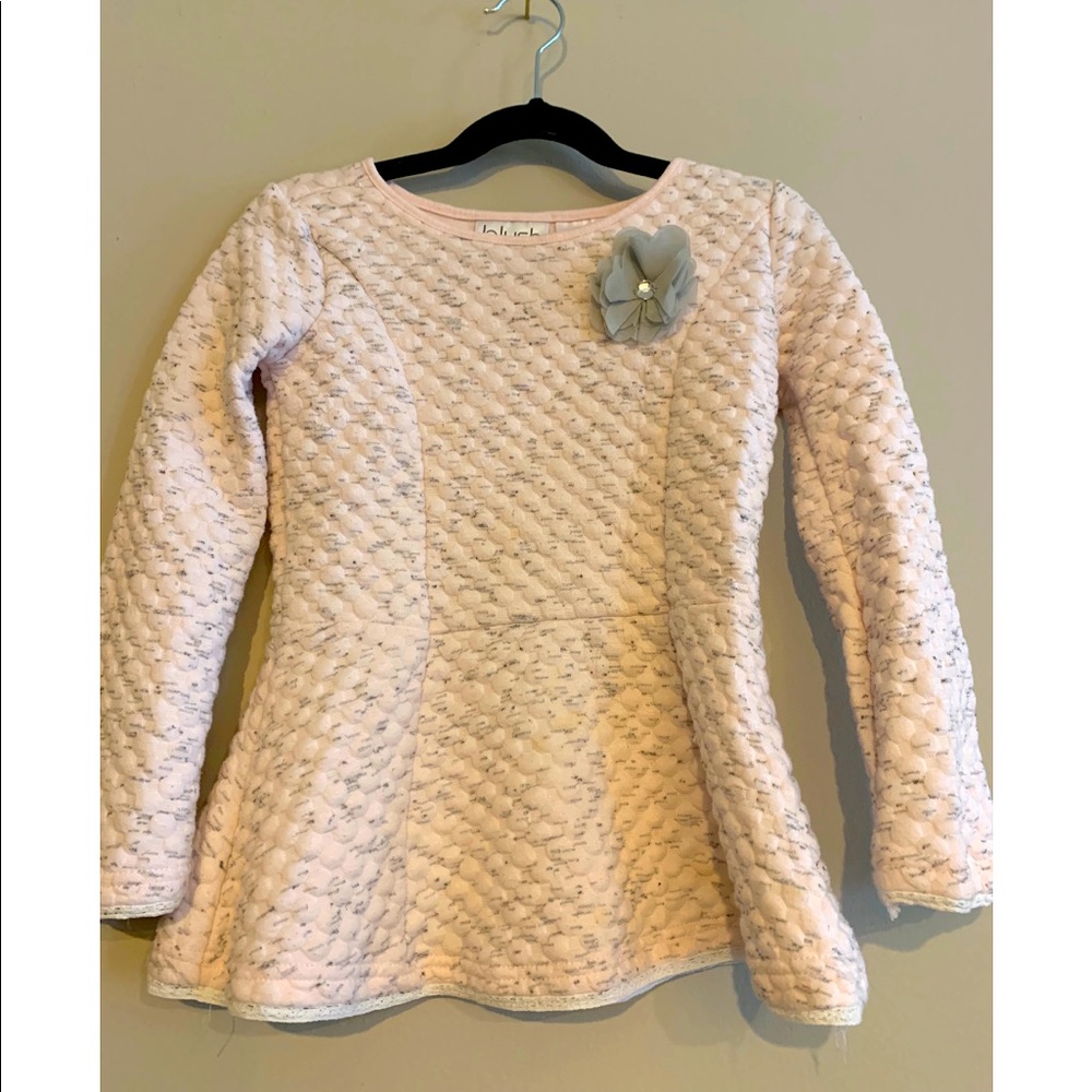 Girls light pink and gray knit sweater-size 5